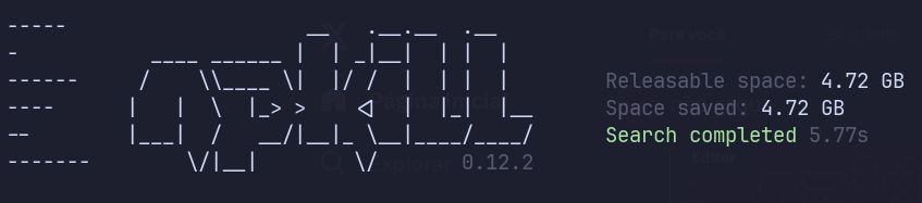 ferramenta npkill de limpeza de diretórios "node_modules" do ecossistema javascript/node/bun/deno: npx npkill.

A saída do programa indica que 4,72GB foram liberados.