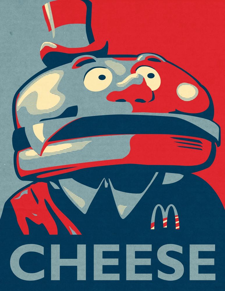 Campaign poster of Mayor McCheese in the Obama 