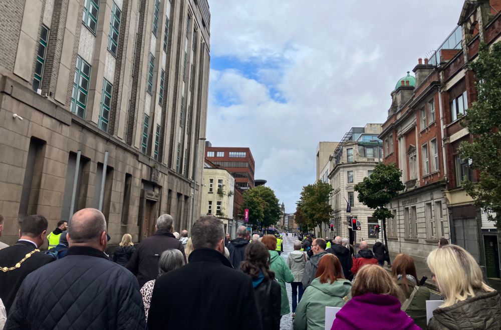 Bloody Sunday families walk to the courts in Belfast 