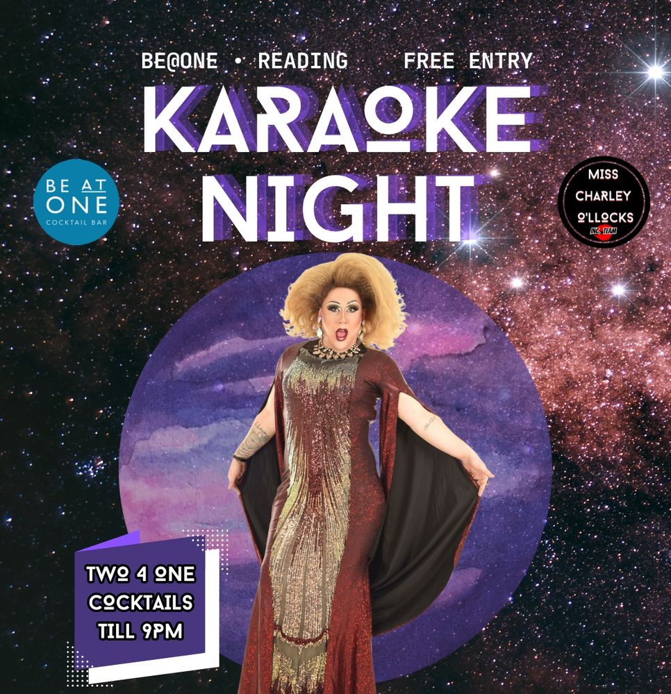 Poster for Karaoke with Miss Charley O'llocks featuring a drag queen in full costume