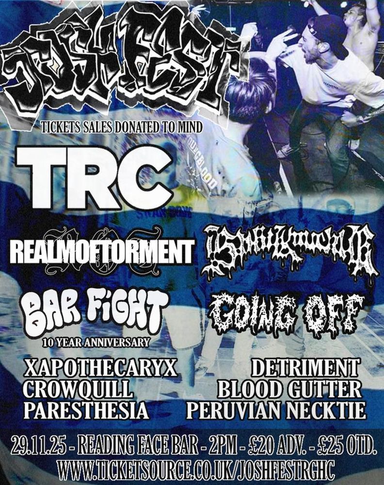 Joshfest poster featuring logos of the bands performing, mostly in illegible fonts