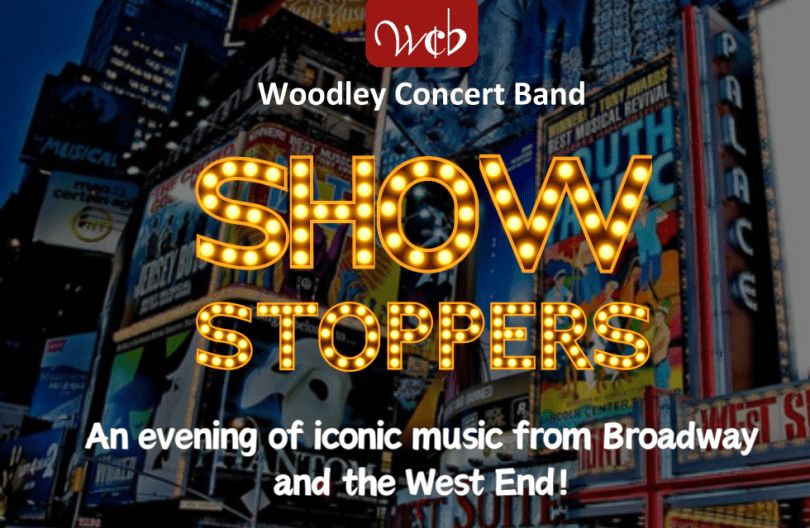 Broadway posters in the background with Show Stoppers written in theatrical lights