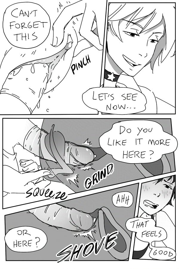 boy: Can't forget this
sfx: pinch
boy: Let's see now... do you like it more here? Or here?
sfx: squeeze, grind, shove
girl: That feels... good...