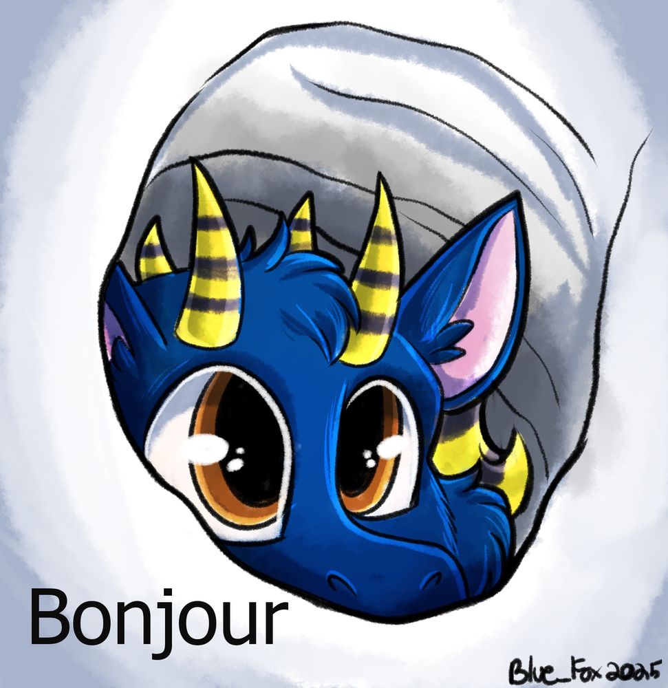 blue dragon peeking out of snow, meme