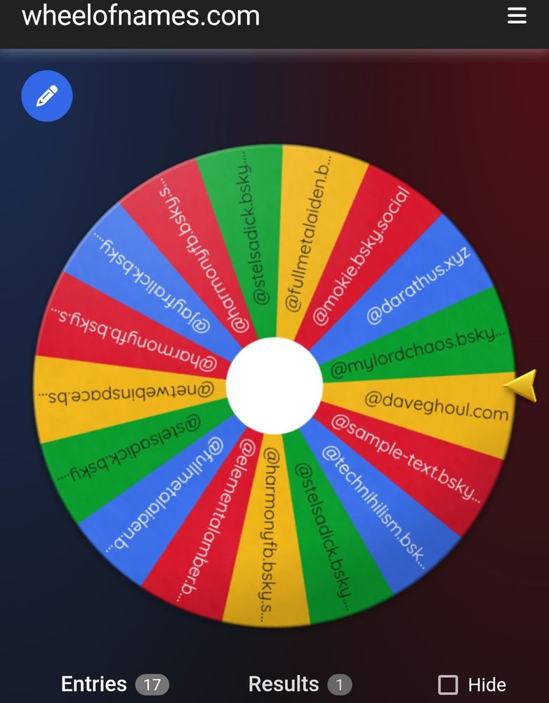 Wheel of names with winner selected