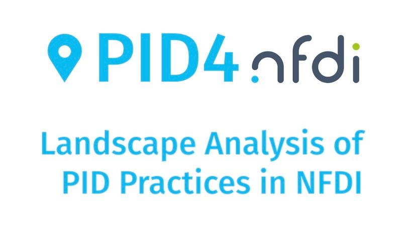 The logo of PID4NFDI with the title "Landscape Analysis of PID Practices in NFDI" underneath.