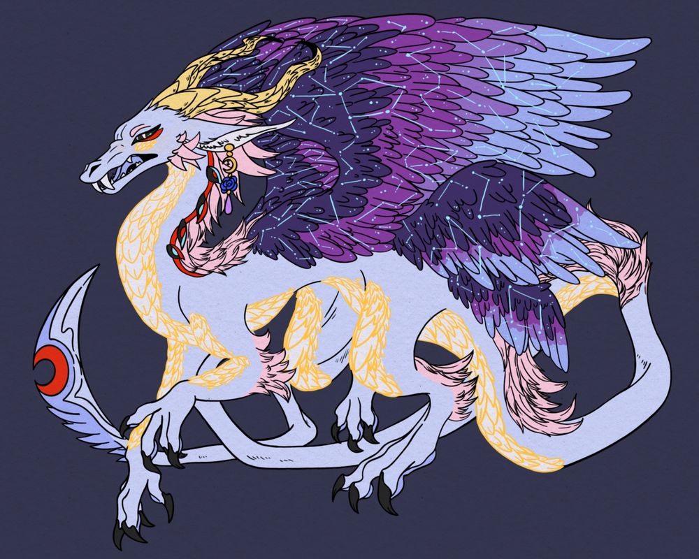Fullbody design for a moon themed vampire dragon.