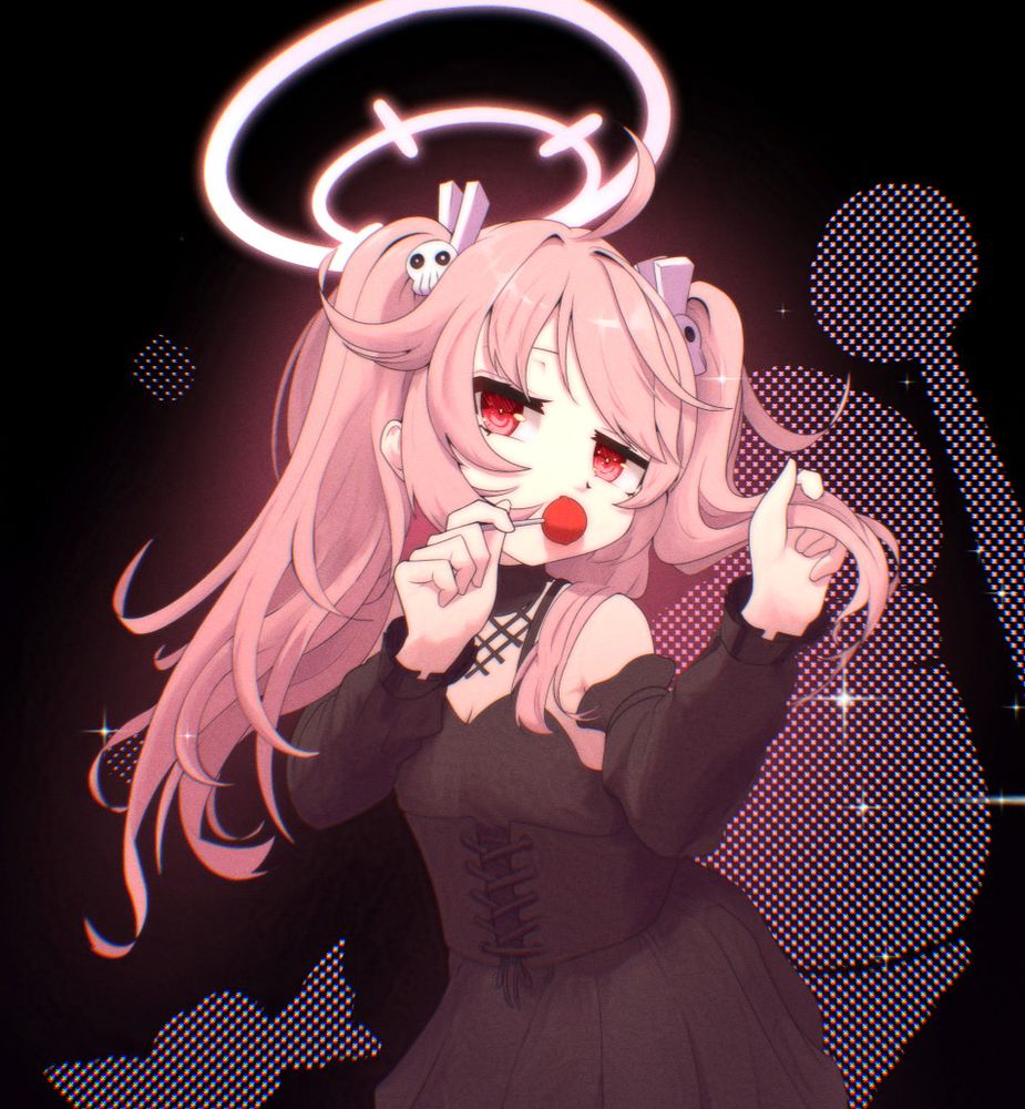 Square icon of Natsu from Blue Archive in a gothic lolita inspired dress, based off of ZØMB's character, Yuki