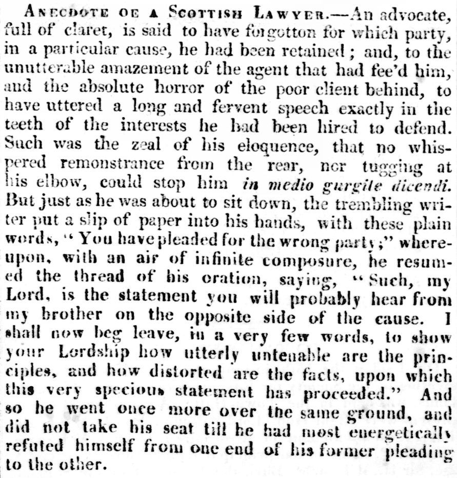 Newspaper clipping, Inverness Courier, 21 October 1819
