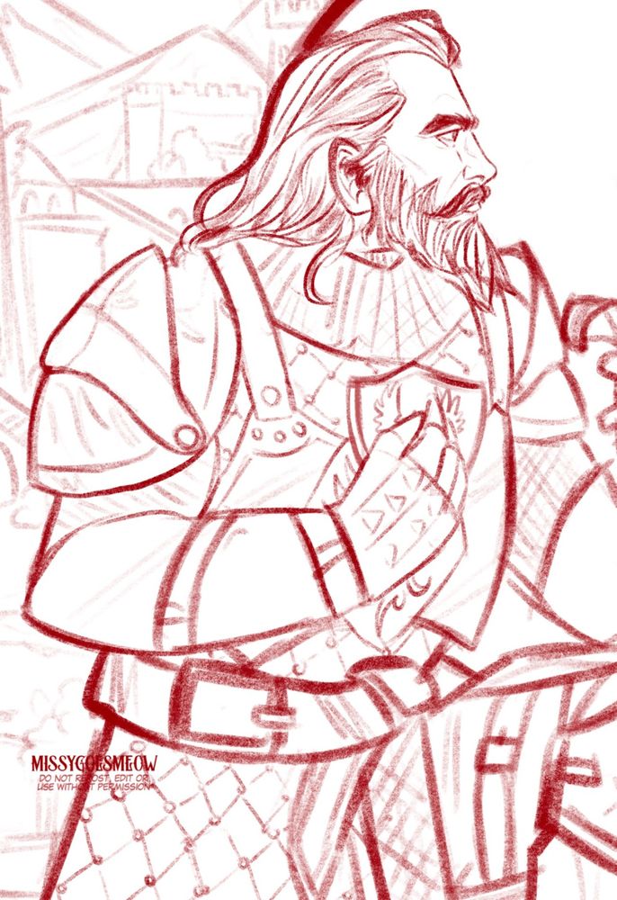 a sketchy illustration of blackwall from dragon age inquisition
