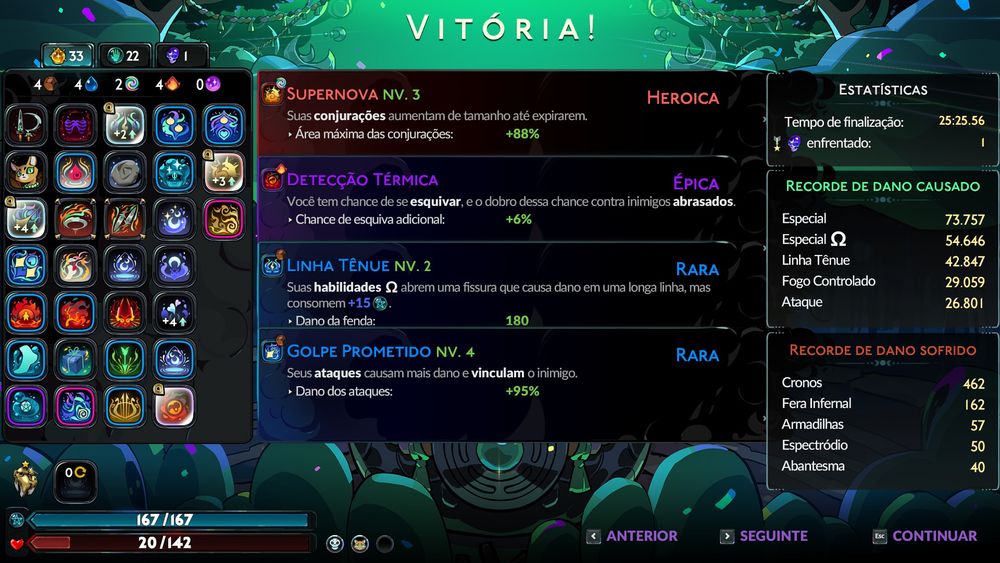 Tela de finalização de Hades 2