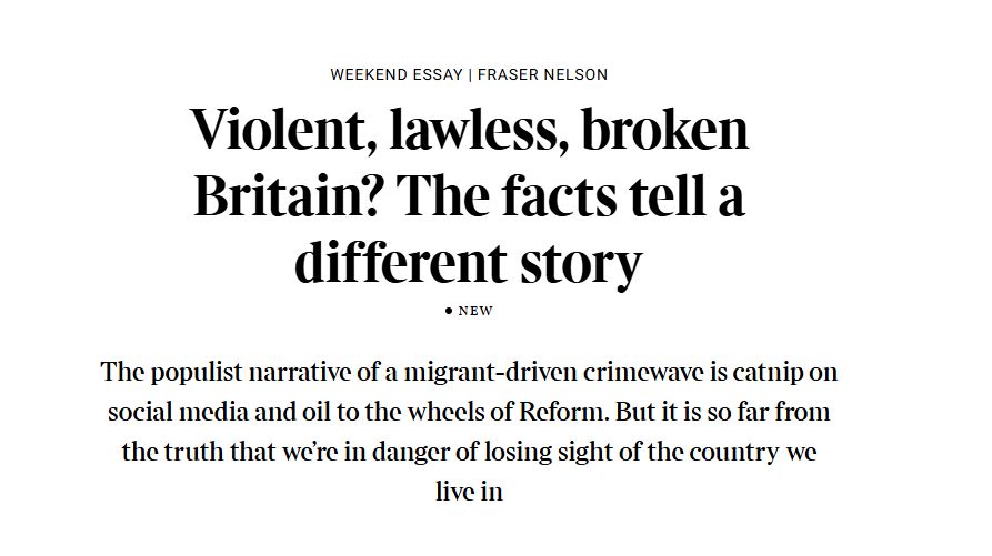 iolent, lawless, broken Britain? The facts tell a different story
The populist narrative of a migrant-driven crimewave is catnip on social media and oil to the wheels of Reform. But it is so far from the truth that we’re in danger of losing sight of the country we live in