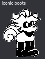 monochrome drawing of vulpix wearing tall boots, text saying iconic boots is above it