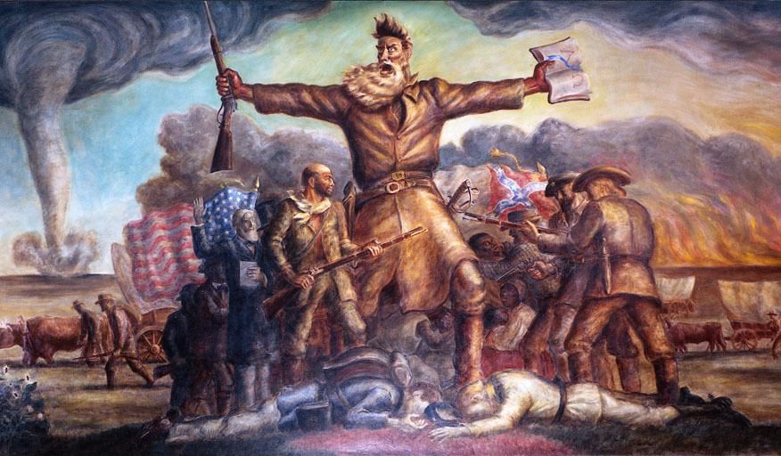Tragic Prelude, one of the murals painted on the inside walls of the Kansas Statehouse. Depicts abolitionist John Brown, tornadoes, and fires.