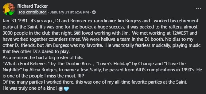 Richard Tucker comment about Jim Burgess