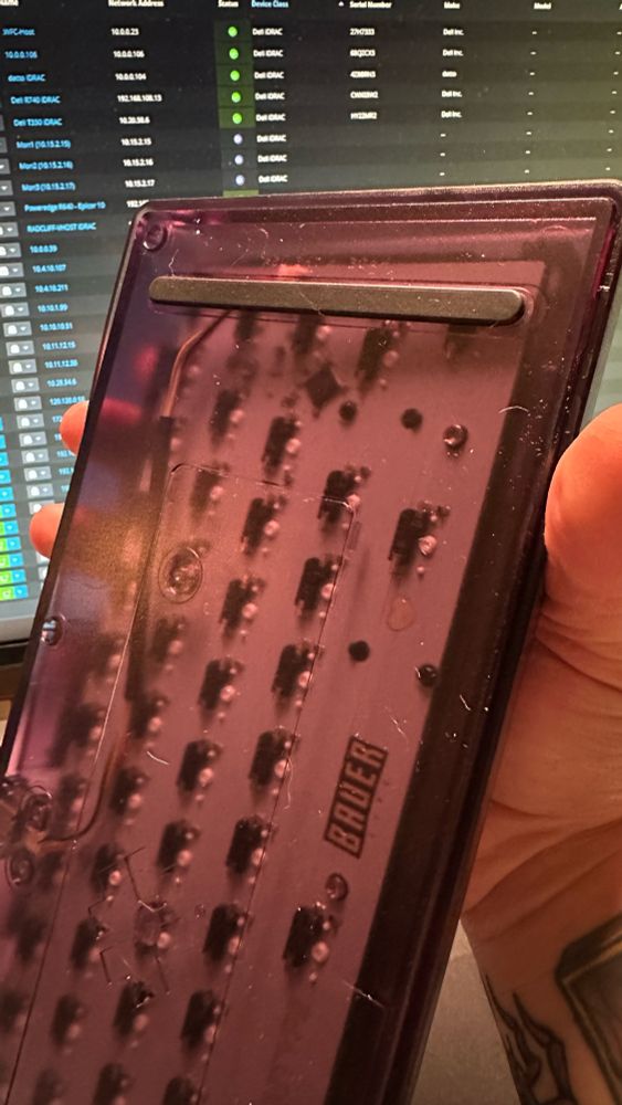 The Omnitype Bauer Lite in Atomic purple with their DualShot keycaps. Another view of the back. 