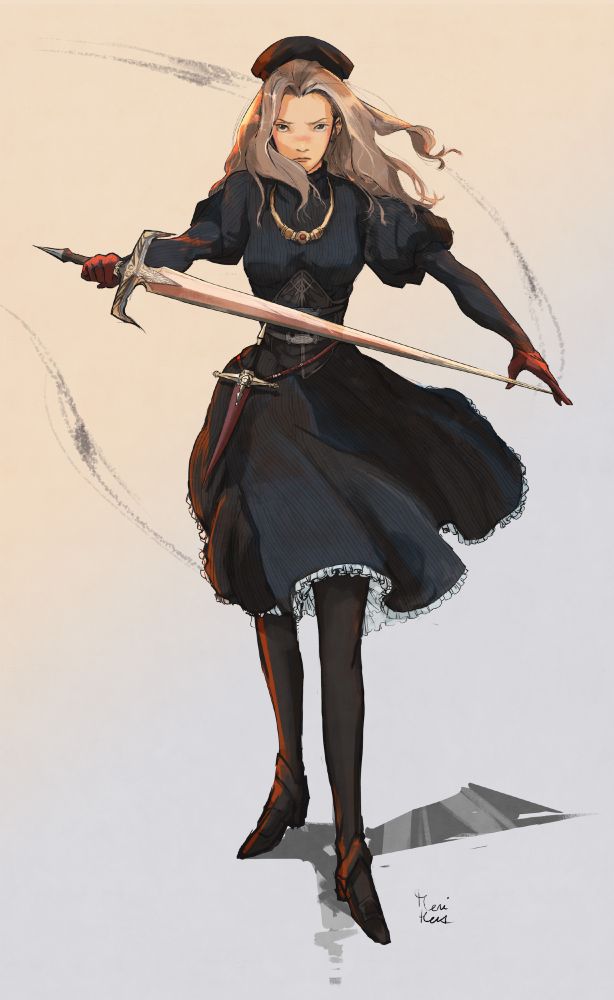 fanart of Catiua Pavel from Tactics Ogre holding her sword up with one hand