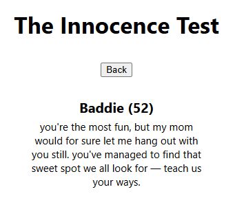 Innocence Test Baddie score 52