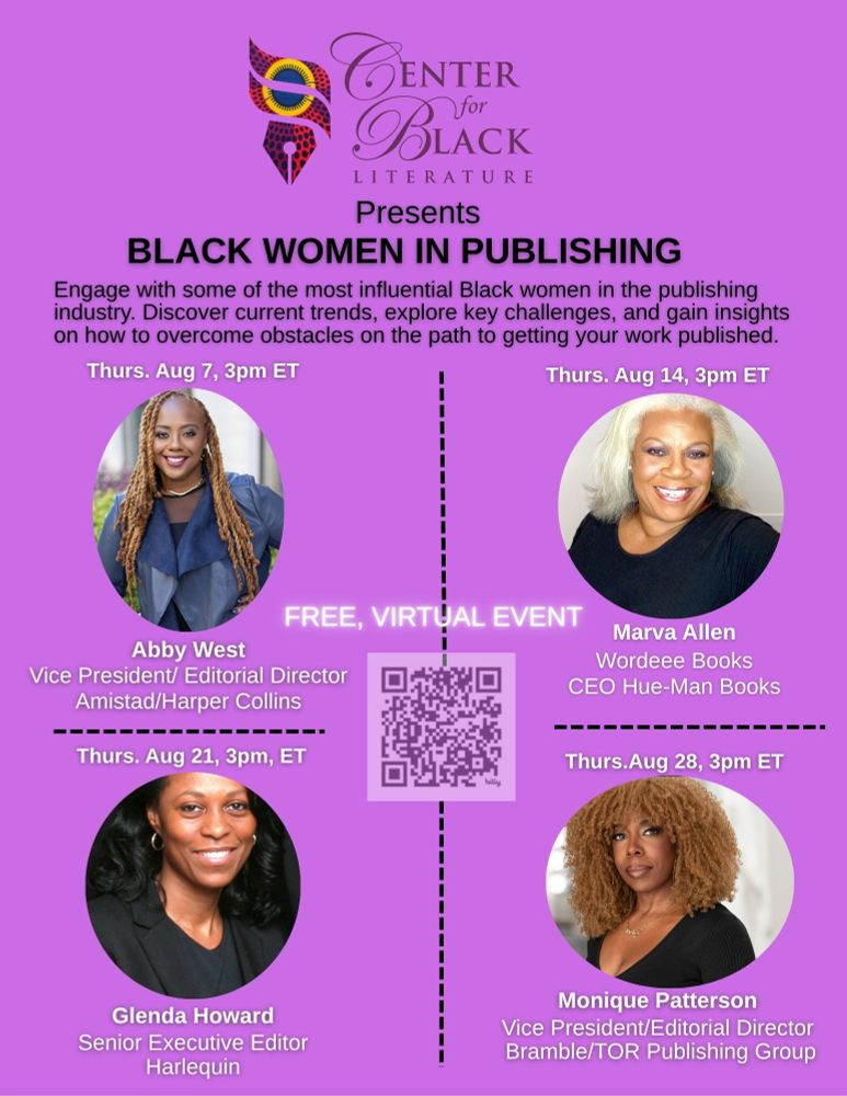 announcement about virtual panels tied to Black women in publishing. 