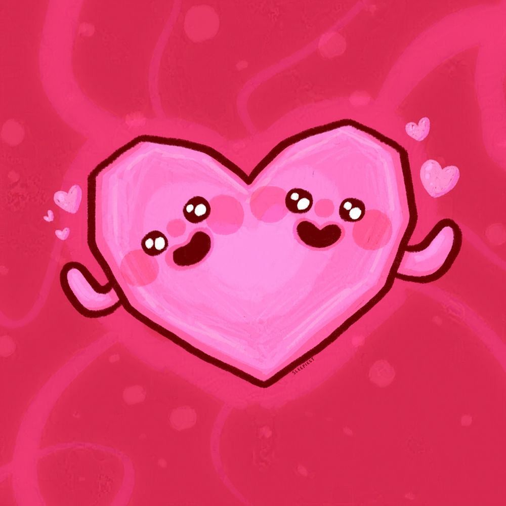 illustration of a very cute heart with two faces on either side of the heart