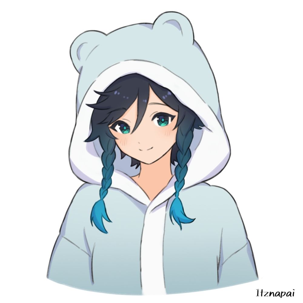 a drawing of venti wearing cute pajamas