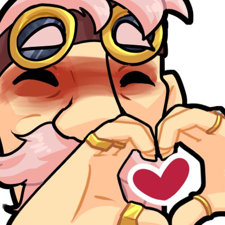 A cartoon image of Bruno’s sea of thieves pirate making a love heart with his hands while an actual red heart appears inside of the shape.
