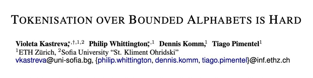 Screenshot of paper title: Tokenisation over Bounded Alphabets is Hard.