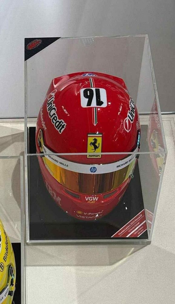 view from above of charles leclerc’s helmet for monza 2025. 