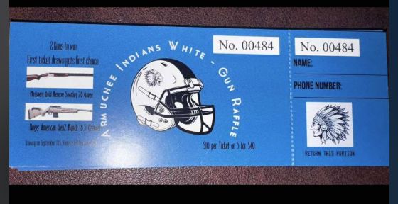 Gun raffle ticket for a high school