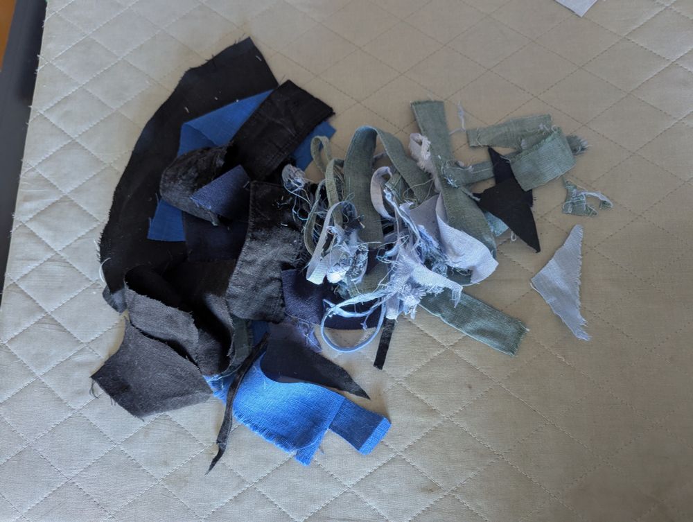 The last bits of scraps left over from the landscape scrap quilt