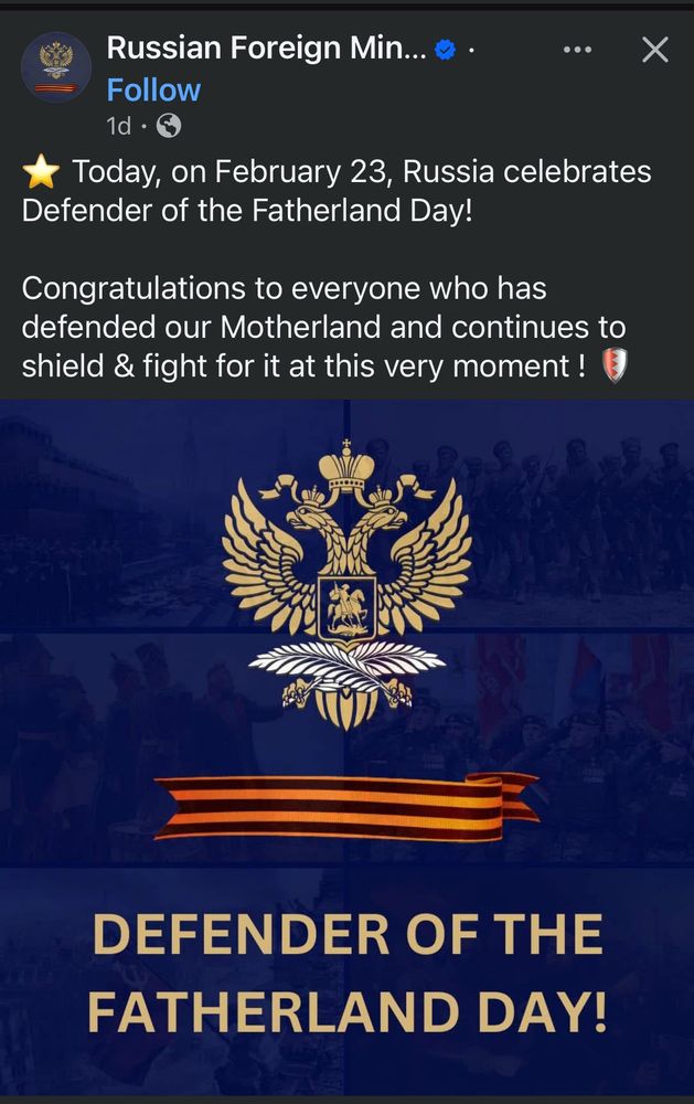 FB post from the Russian Foreign Ministry - what random link did I click for the algorithm to show this to me??