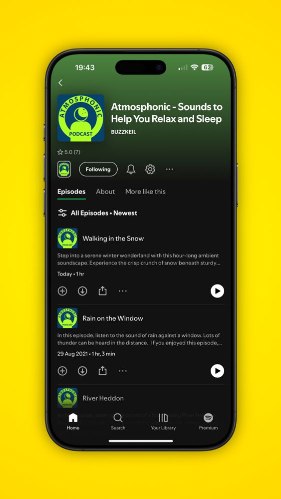 Screenshot of iPhone showing Podcast on Spotify
