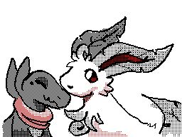 a leafeon and salandit drawn in flipnote