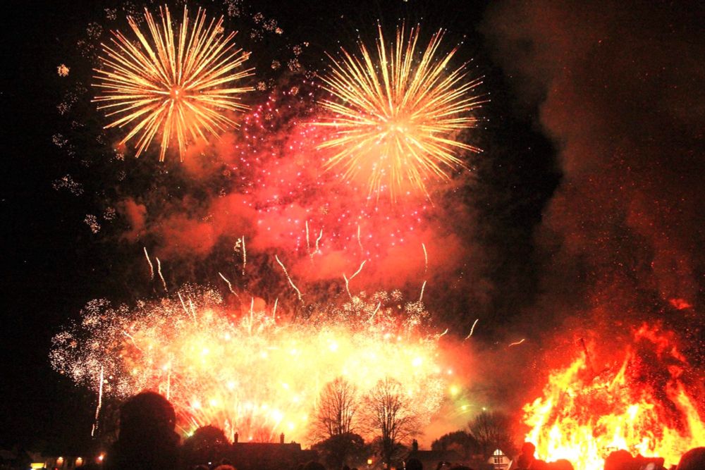 Bonfire and fireworks 