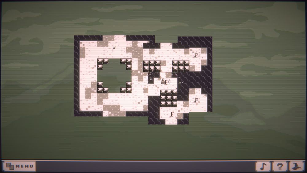 Screenshot of a 2D indie pixel art game made in unity with a CRT filter on. The screenshot shows an old desktop with a green mountain background and different sized windows overlapping.