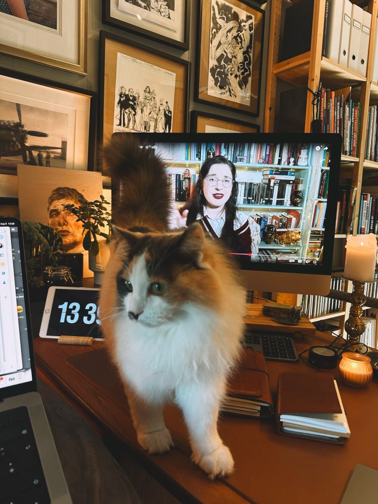 Cat/goddess on desk 