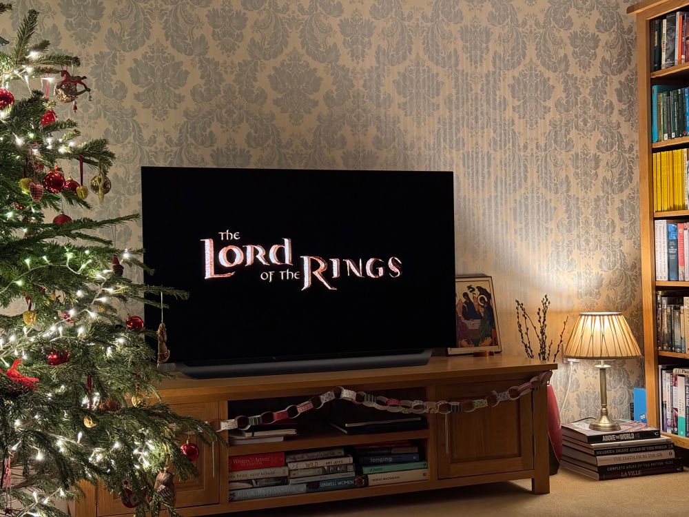 Lord of the Rings, extended edition, title card at the start of the first episode The Fellowship of the Ring, at 8.50am on New Year’s Day.