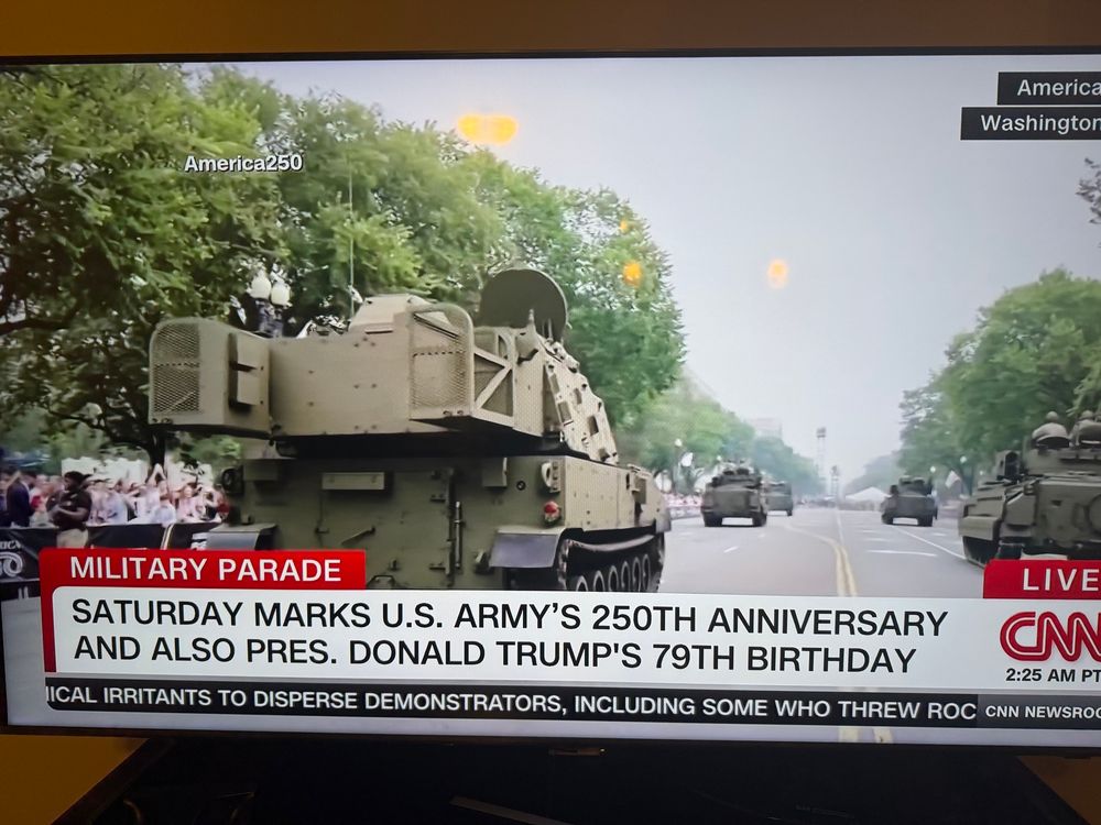 A read view of an M109 self-propelled howitzer from the July 14 military parade in Washington DC. This is a picture from a CNN broadcast.