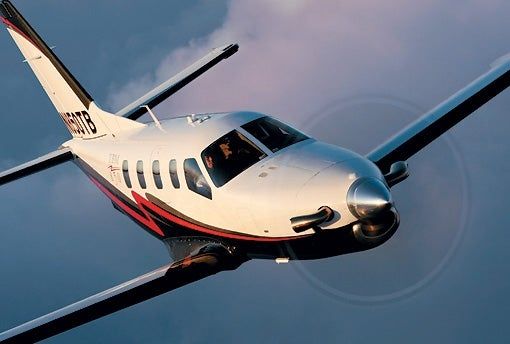 the tbm 850, a single prop plane, flying high in the skies