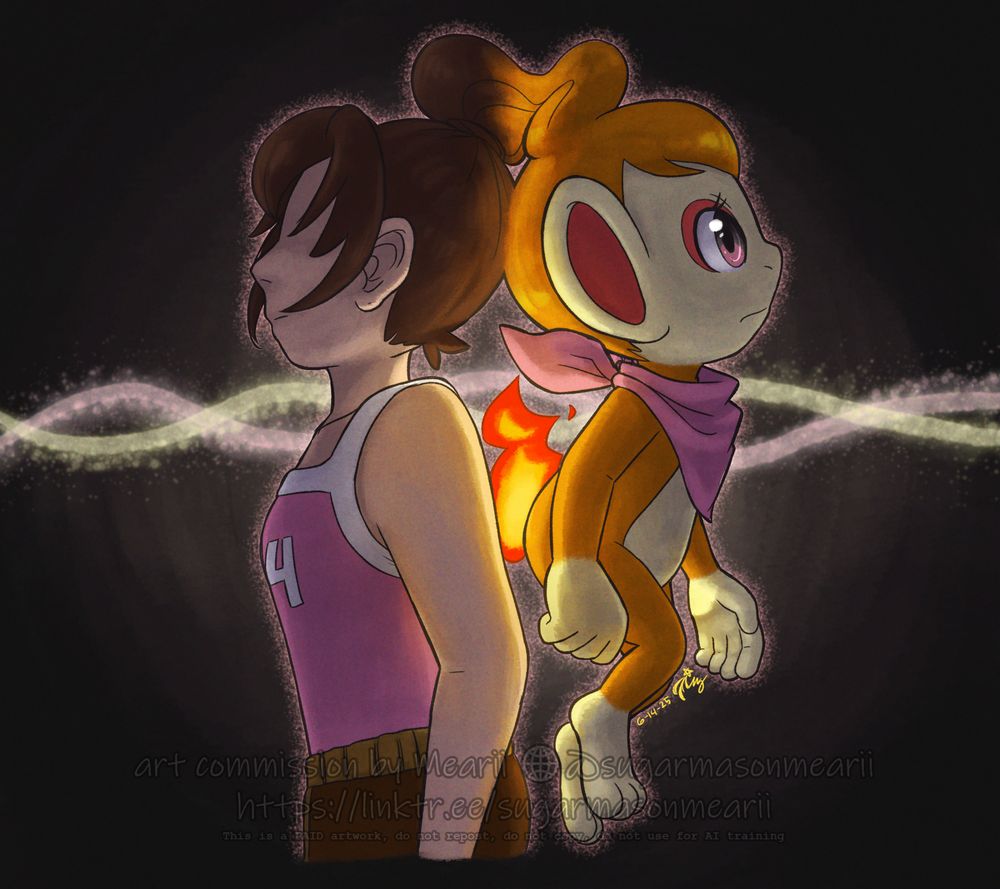 Linda, both human and Chimchar.
---

OC belongs to ScoutEevee
Pokemon: (c) Nintendo, Gamefreak, Creatures
Art: me

This is a paid commission/reward and the only the artist and client/patron have the rights to repost or use such art.
Do not trace, copy, use, repost for scraping, steal or distribute!