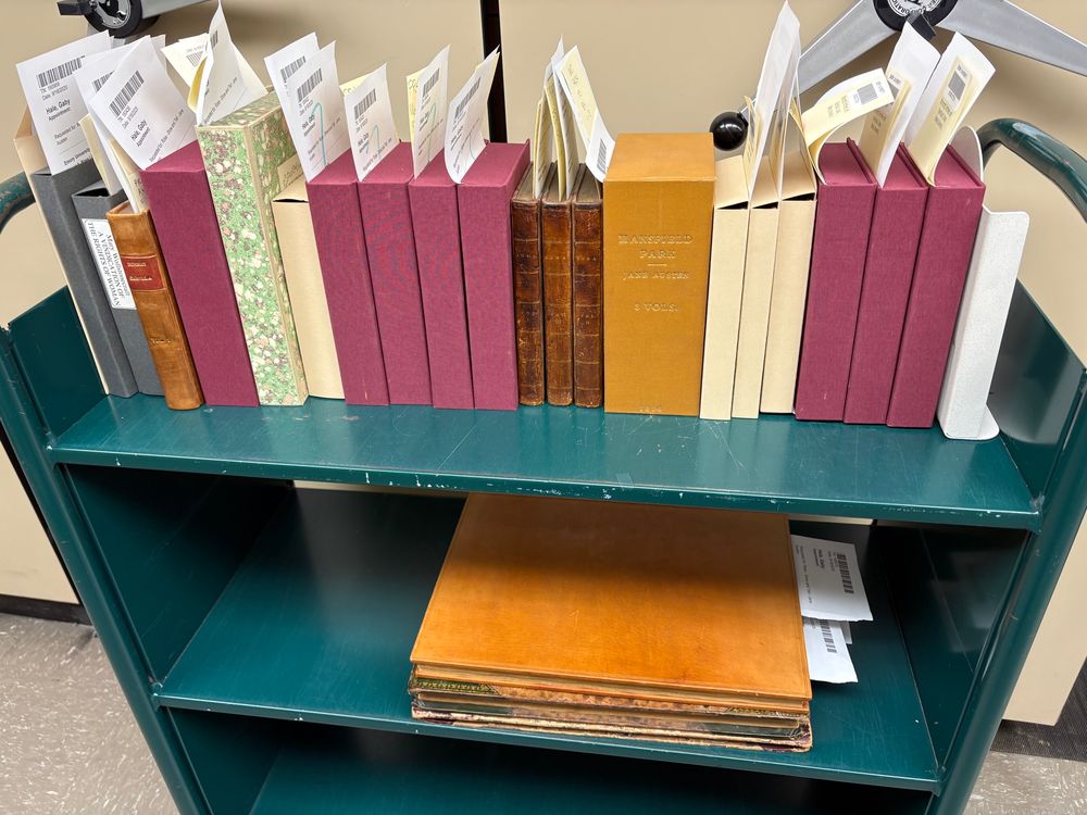 Library cart of rare books