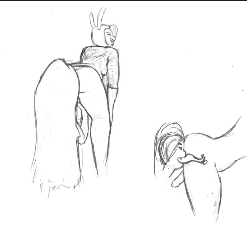 Sketch of trans Fionna from Adventure time getting her prostate tongue punched by Marceline