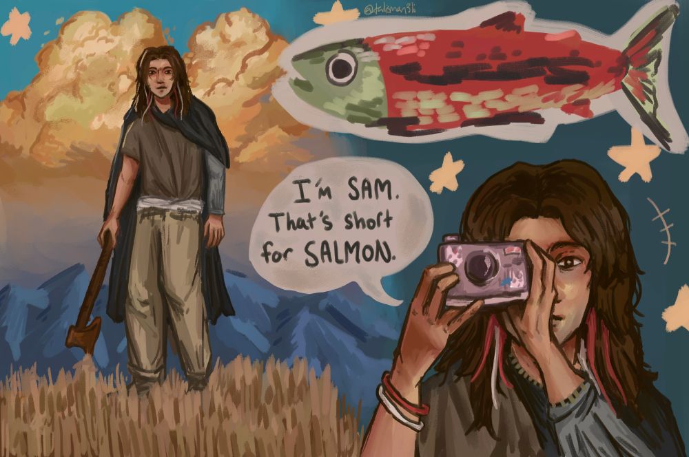 "I'm SAM. That's short for SALMON."