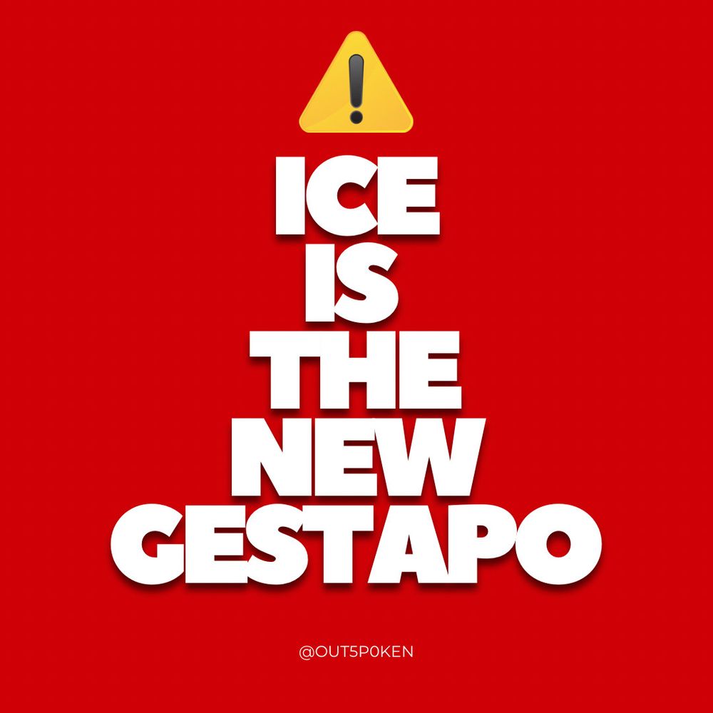 Poster in bright red with white lettering saying 