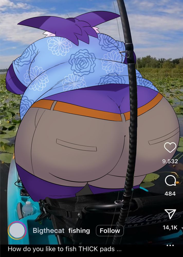 Big the cat fish while having his butt crack exposed 