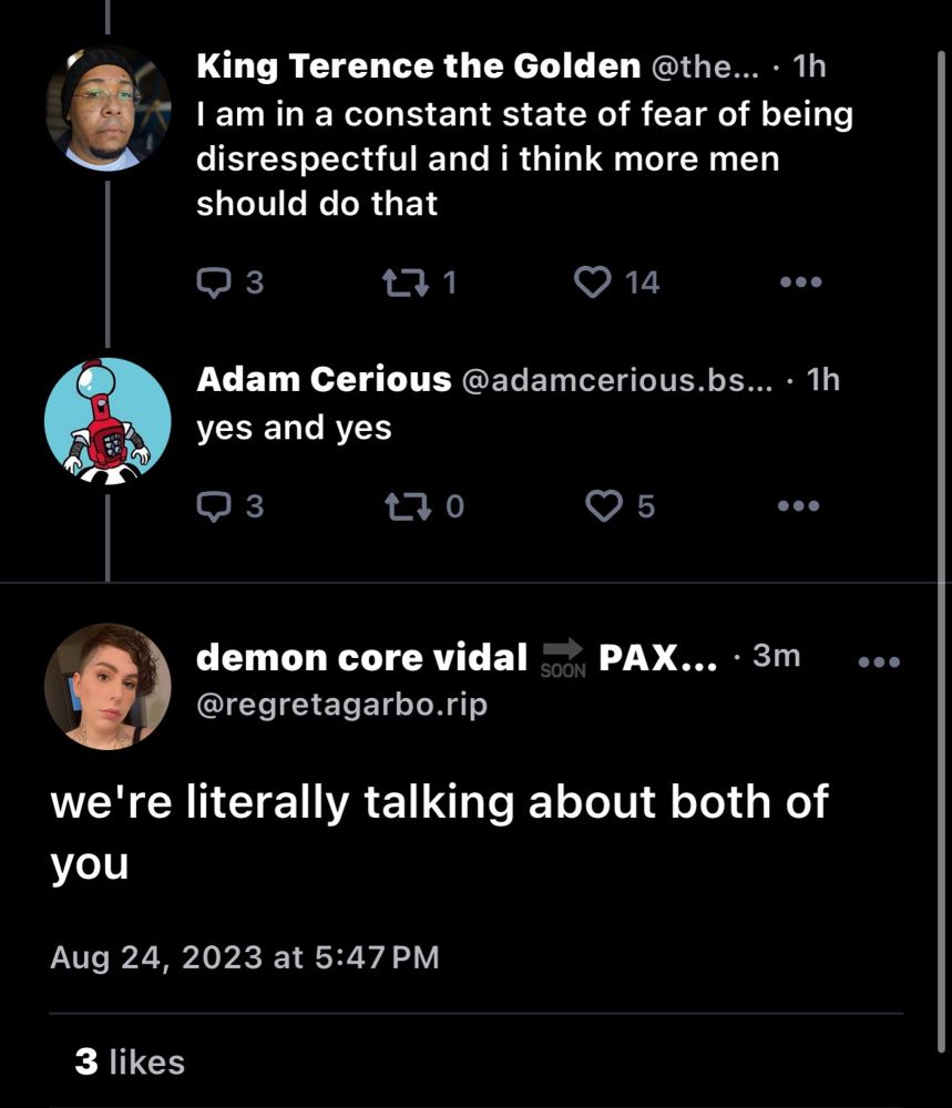Screenshot of Terence and Adam Cerious commenting about "being respectful to women" on a call-out post. DCV swoops in and hits them with the, "we're literally talking about both of you"