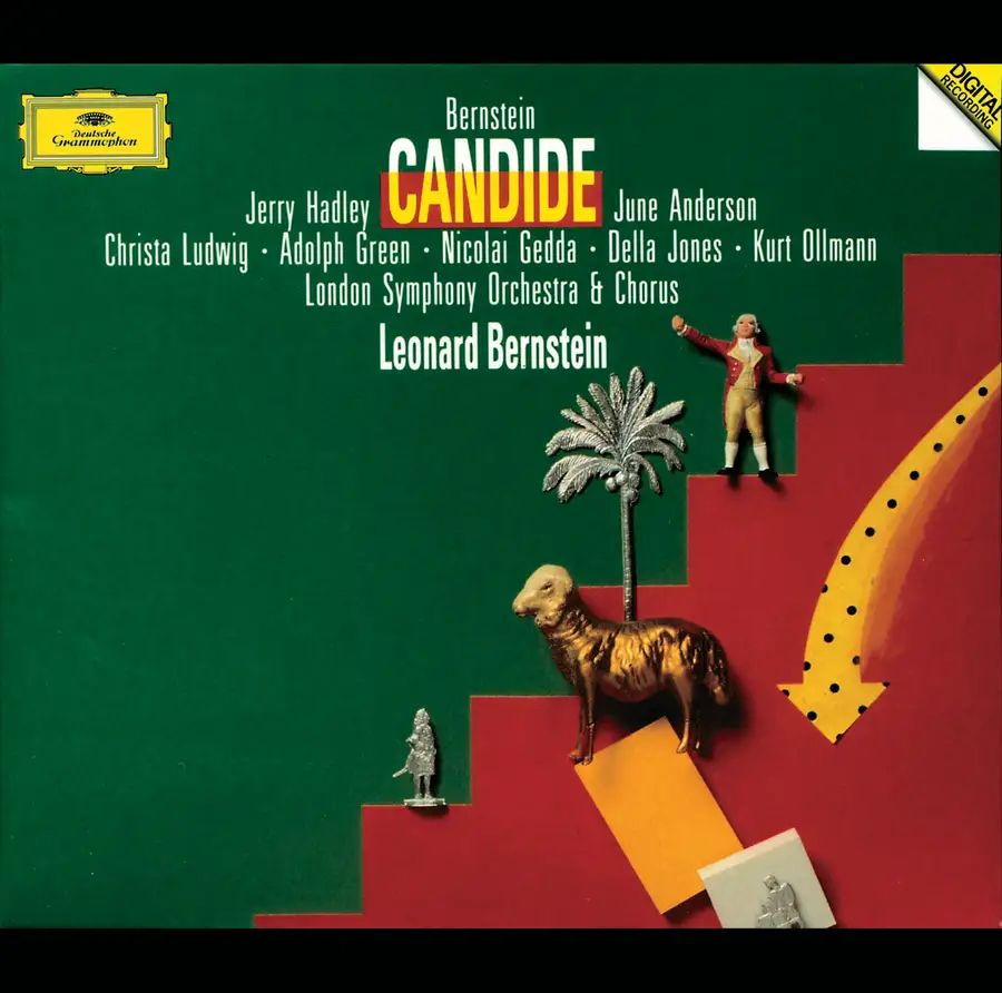 Album cover of Bernstein’s recording of Candide on Deutsche Grammophon.