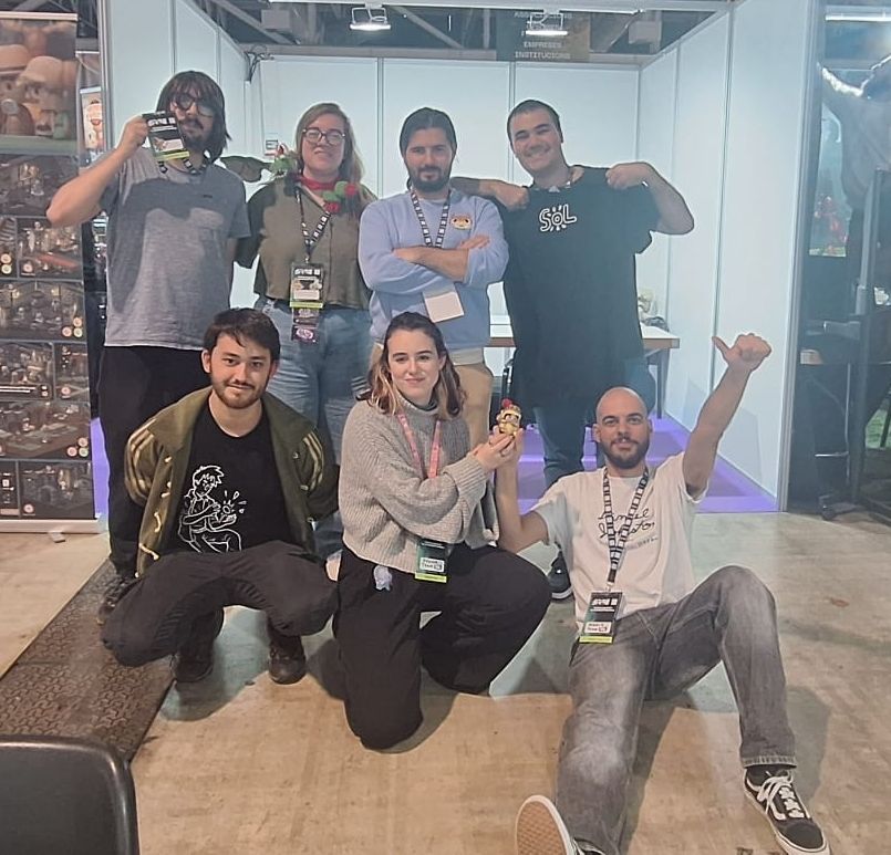 Una fotografia dels equips de Narvalian Games y Nebuloid Team despedint-nos del SAGA