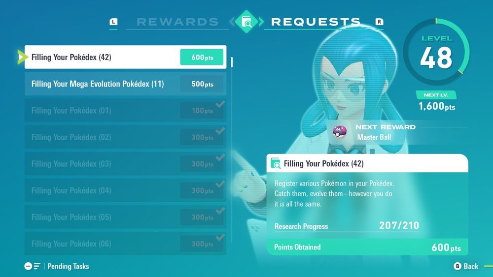 Mable's requests showing level 58 plza