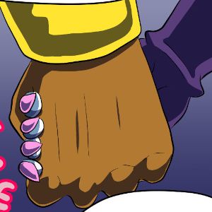 A large tan hand grabbing a smaller hand